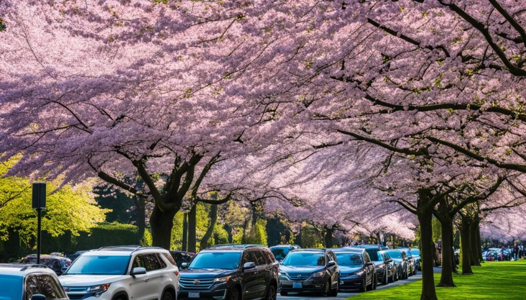 Volunteer Park cherry blossoms parking Volunteer Park cherry blossoms parking
