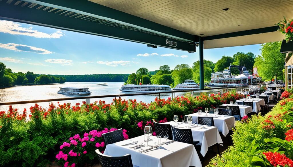 outdoor dining by Augusta river outdoor dining by Augusta river