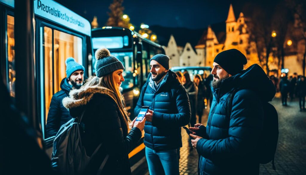 public transportation in Brasov at night public transportation in Brasov at night