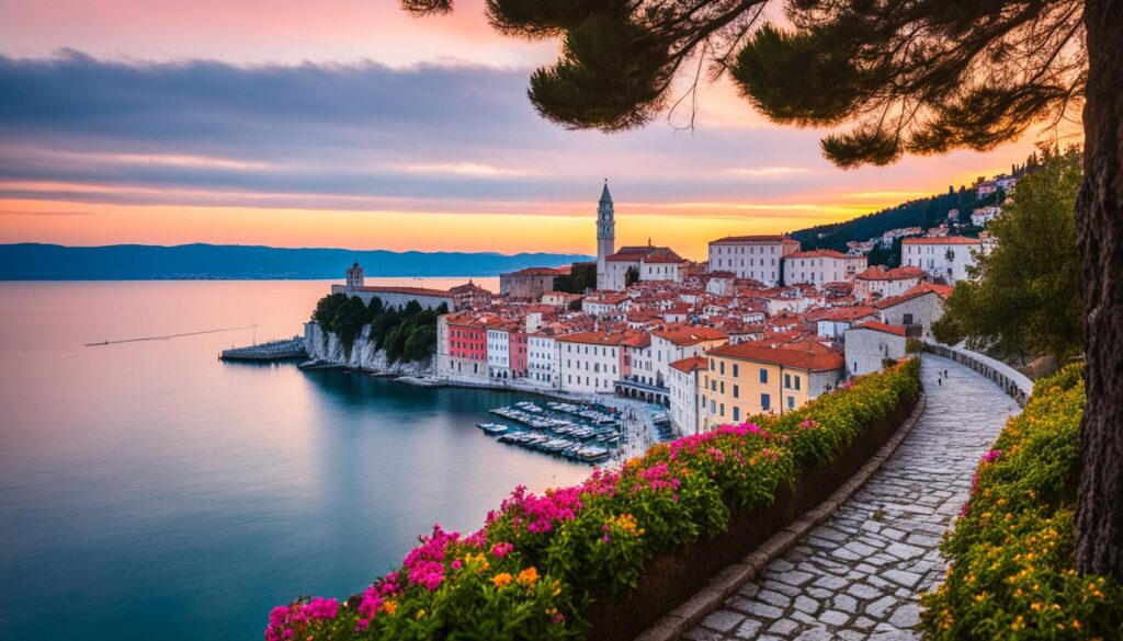 Piran City Walls sunset walk Piran City Walls sunset walk