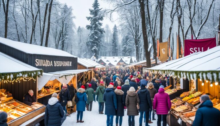 Sigulda winter market food stalls