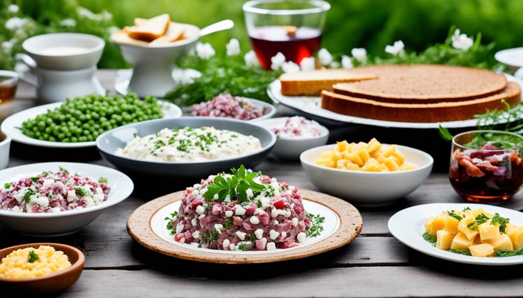 Traditional Latvian food in Jurmala Traditional Latvian food in Jurmala
