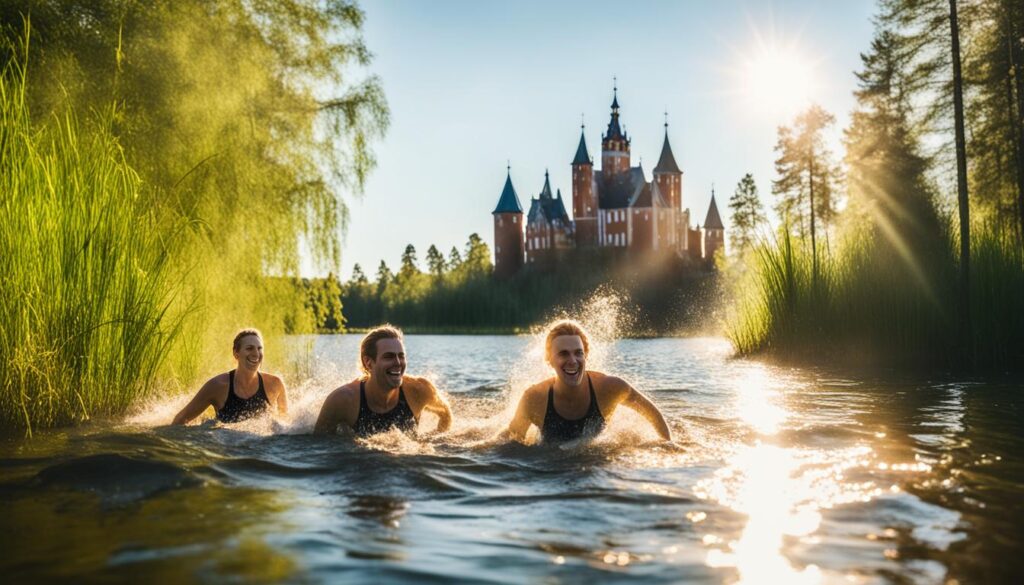 Trakai lake swimming Trakai lake swimming
