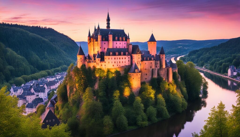 Vianden Castle at sunset Vianden Castle at sunset