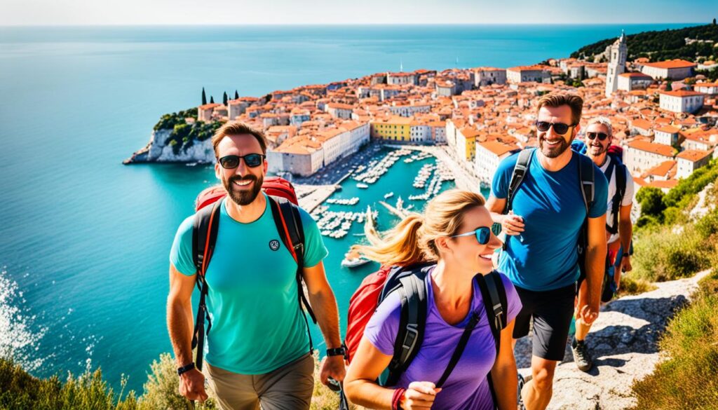 exploring Piran on foot exploring Piran on foot