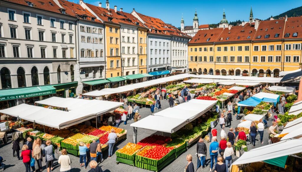 fresh produce market in Ljubljana fresh produce market in Ljubljana