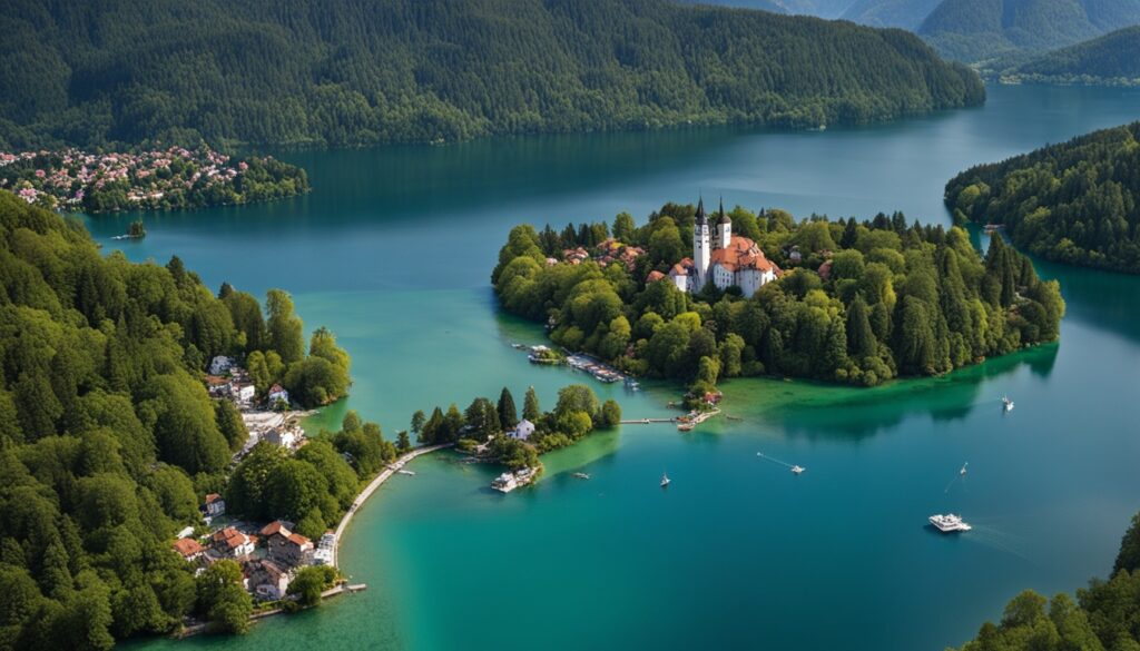 swimming areas in Lake Bled swimming areas in Lake Bled