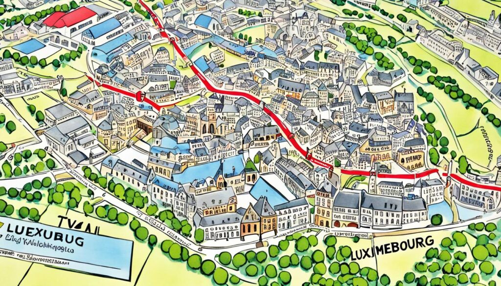 walking tour map of Luxembourg City walking tour map of Luxembourg City