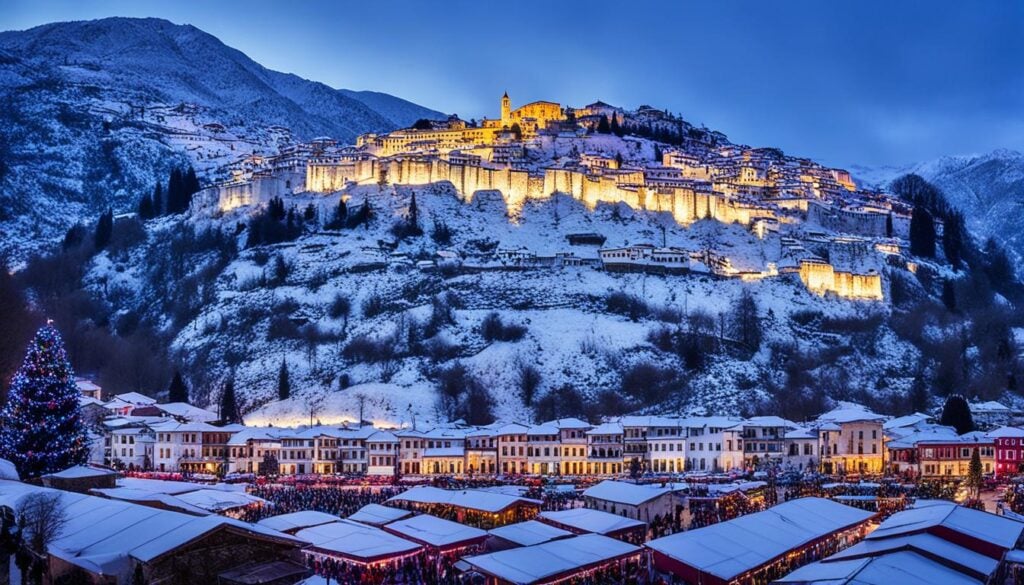 Berat illuminated streets and decorations