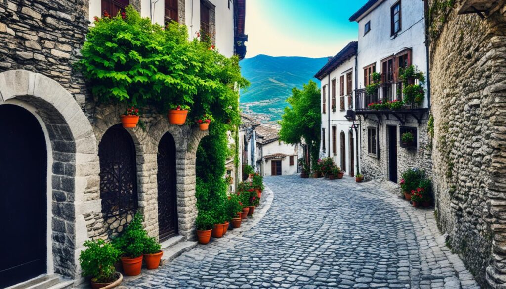 Cobblestone streets Gjirokaster Cobblestone streets Gjirokaster