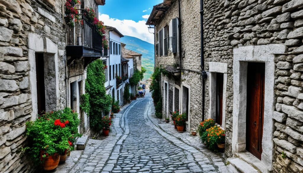 Cobblestone streets Gjirokaster Cobblestone streets Gjirokaster