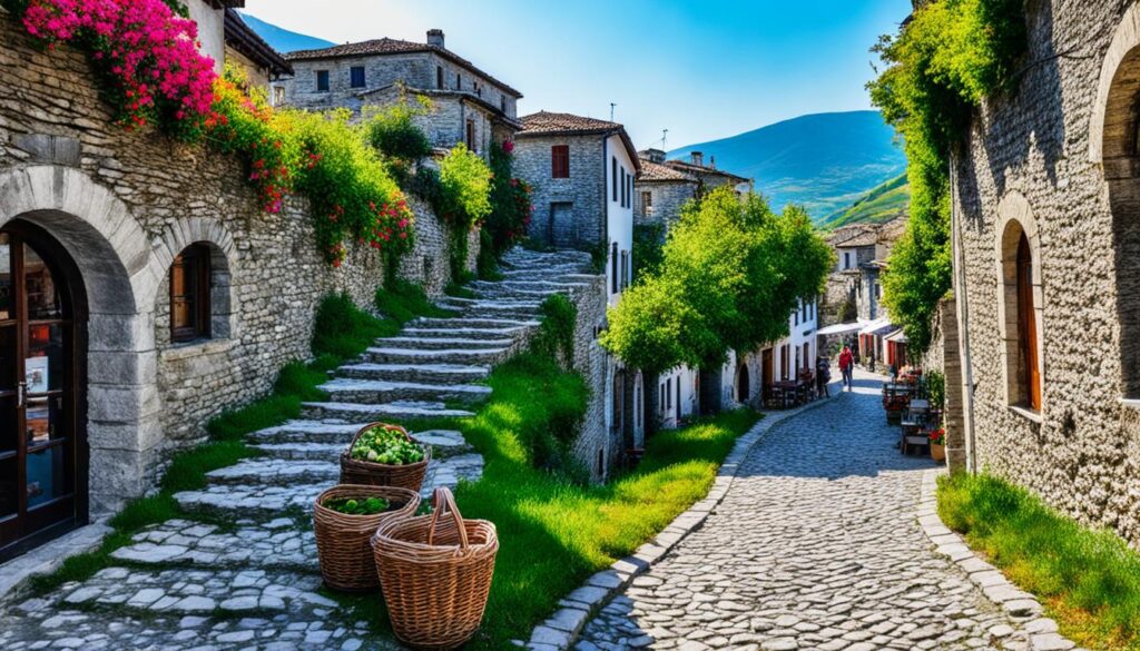 Cobblestone streets Gjirokaster Cobblestone streets Gjirokaster
