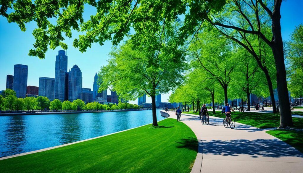 Detroit Riverwalk scenic views Detroit Riverwalk scenic views