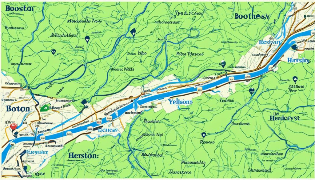 Driving Distance Chart from Boston to Hershey