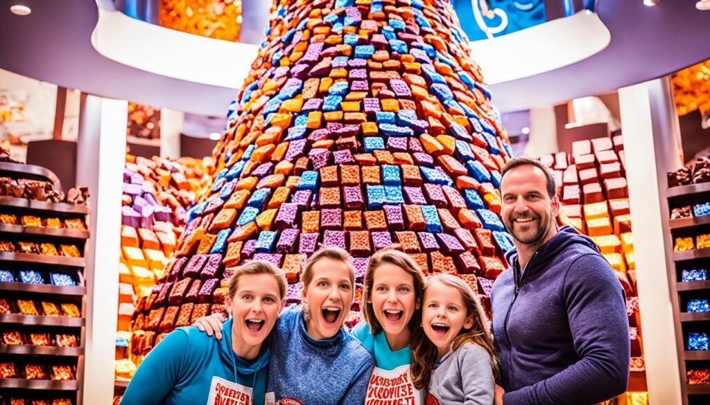 Family enjoying chocolate at Hershey's Chocolate World