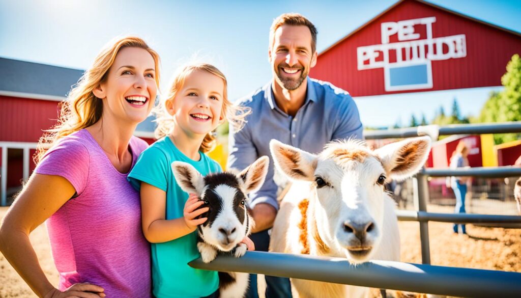 Family enjoying time at a petting zoo Family enjoying time at a petting zoo