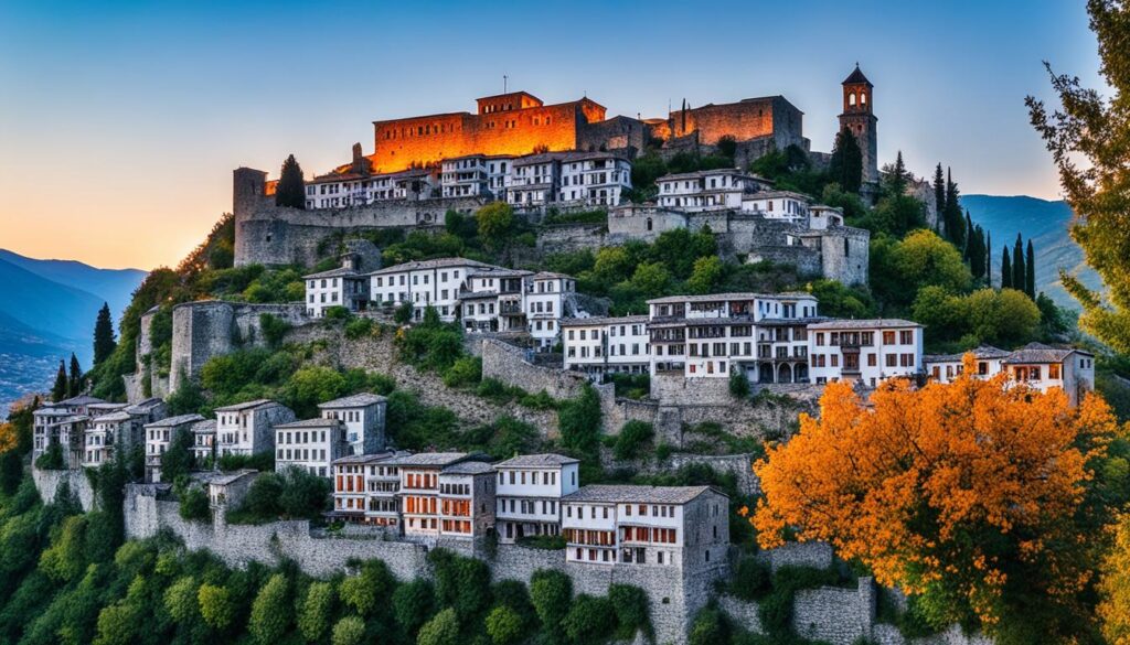 Gjirokaster Albania stone buildings