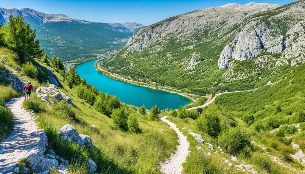 Hiking trail with panoramic vistas Hiking trail with panoramic vistas