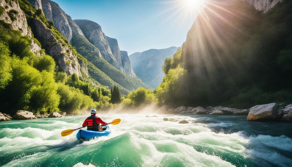 Kayaking on the Neretva River in Mostar Kayaking on the Neretva River in Mostar