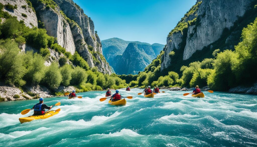 Kayaking or rafting adventures on the Neretva River near Mostar Kayaking or rafting adventures on the Neretva River near Mostar