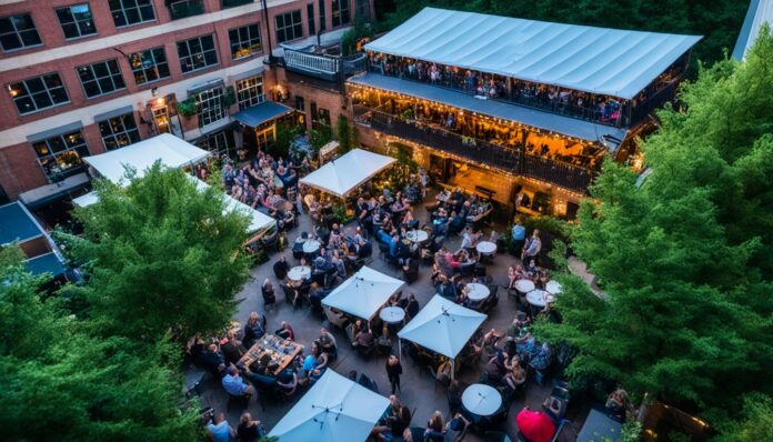 Live music venues in Asheville with outdoor seating