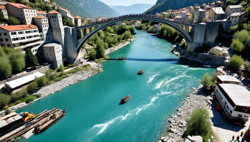 Mostar Bridge construction Mostar Bridge construction