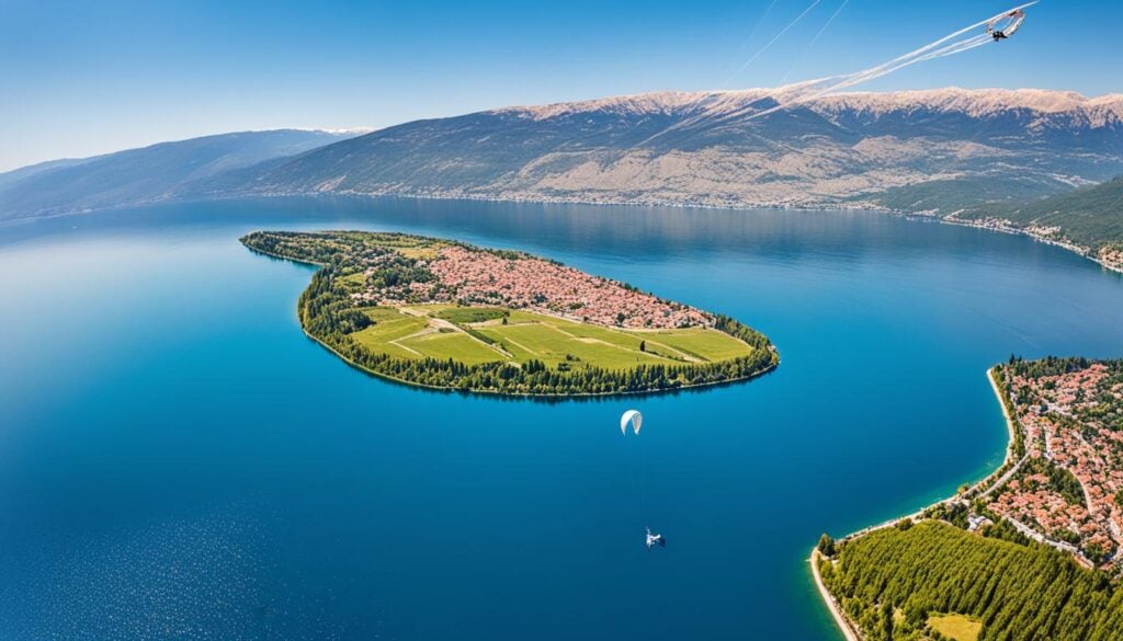 Parasailing above Lake Ohrid