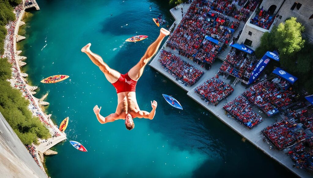 Red Bull Cliff Diving event in Mostar