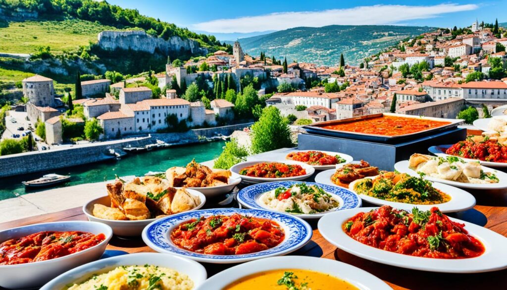 Traditional Albanian cuisine in Berat