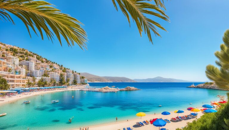 When is the best time to visit Saranda for swimming and pleasant weather?