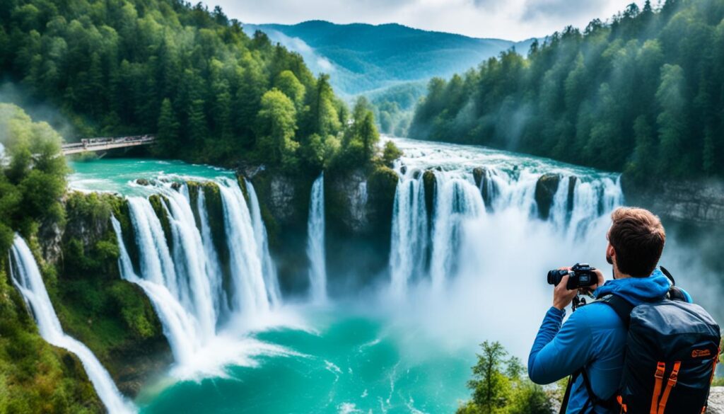 exploring waterfalls in Jajce exploring waterfalls in Jajce