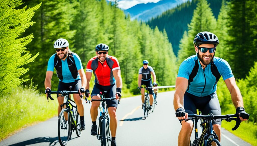 Beginner bikers on a flat, paved trail in Provo