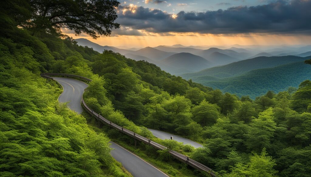 Blue Ridge Parkway scenic overlooks and hiking trails