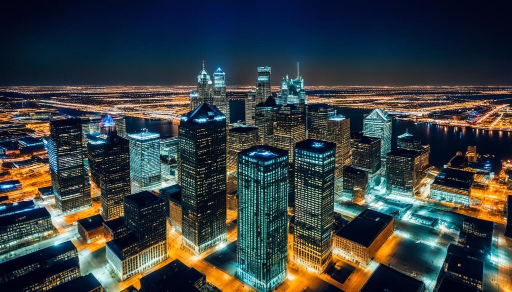 Detroit skyline views Detroit skyline views