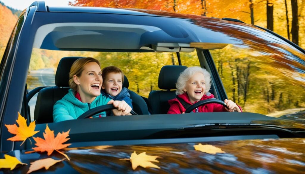 Family Enjoying Fall Foliage