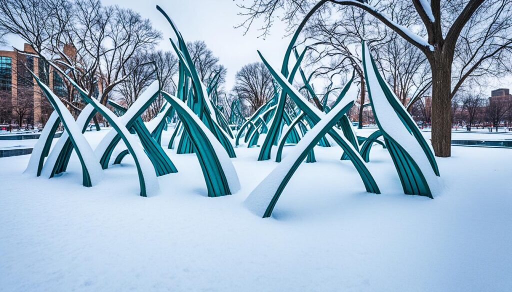Minneapolis Sculpture Garden winter sculptures Minneapolis Sculpture Garden winter sculptures