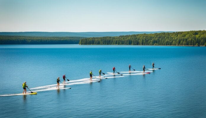 Stand-up paddleboarding tours on West Grand Traverse Bay