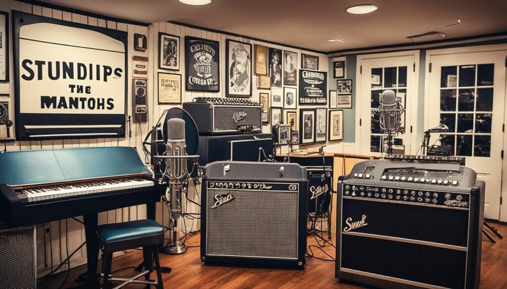 Sun Records studio's interior showcasing recording equipment