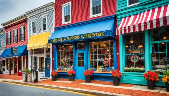 Unique shops on Main Street Annapolis