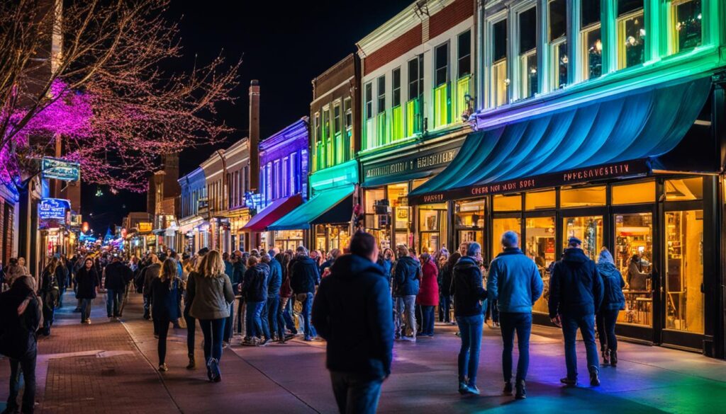 Vibrant nightlife in the Oregon District, Dayton Vibrant nightlife in the Oregon District, Dayton