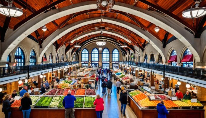 What can visitors experience at West Side Market in Cleveland?