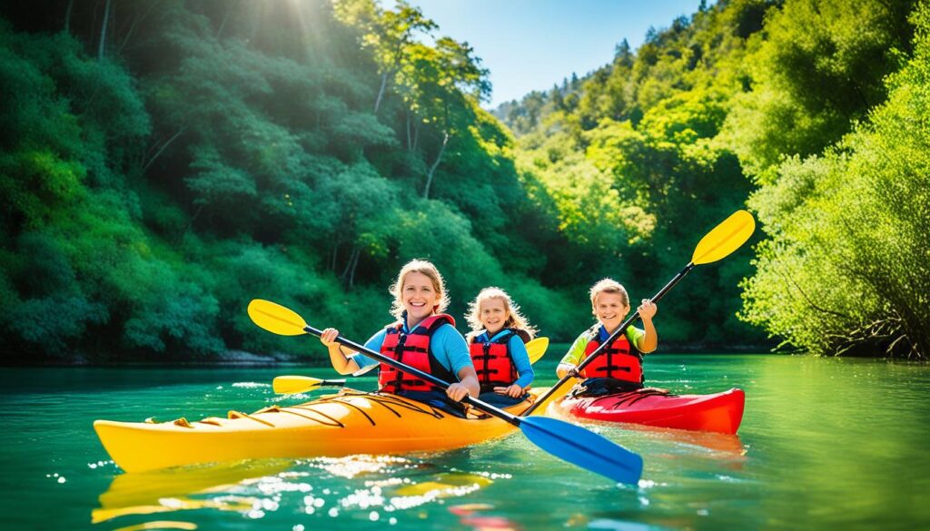 family kayaking Hilton Head