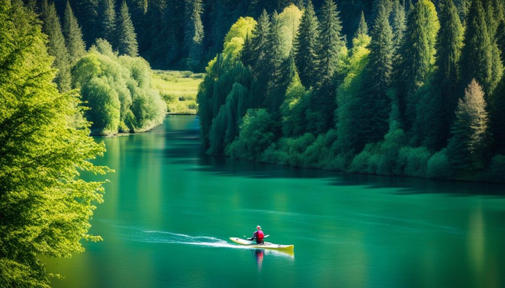 stand-up paddleboarding and kayaking on the Willamette River