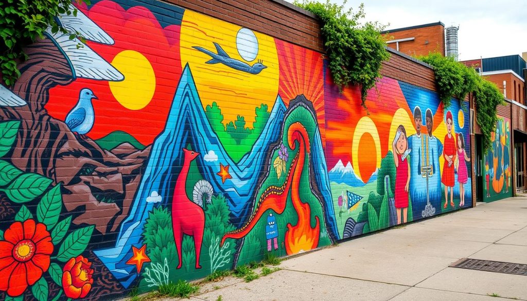 Bloomington street art showcasing vibrant murals