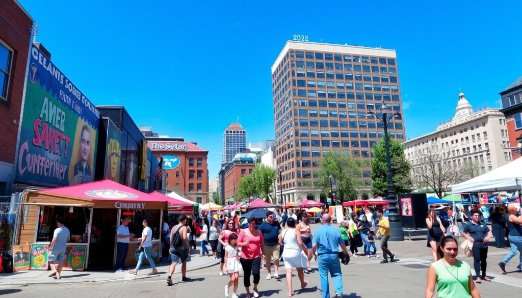 Fountain Square Indianapolis showcasing cultural events and food scene in Indianapolis Fountain Square Indianapolis showcasing cultural events and food scene in Indianapolis