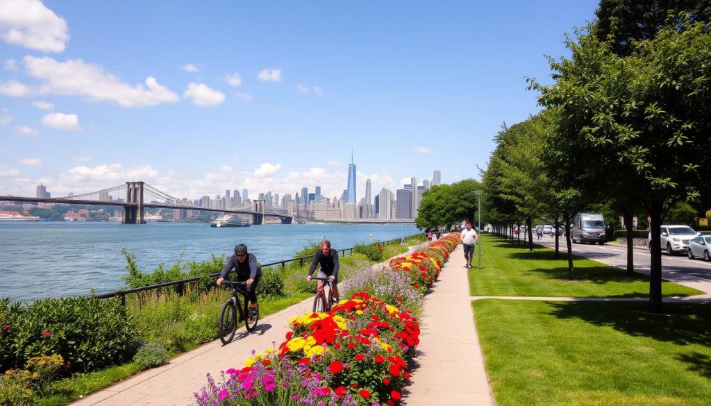 Hudson River Walkway features