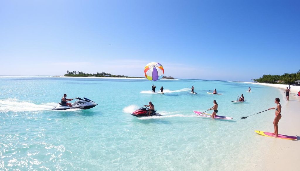 Hulhumalé beaches showcasing water sports activities