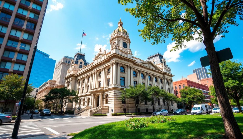 Iconic government buildings in Newark