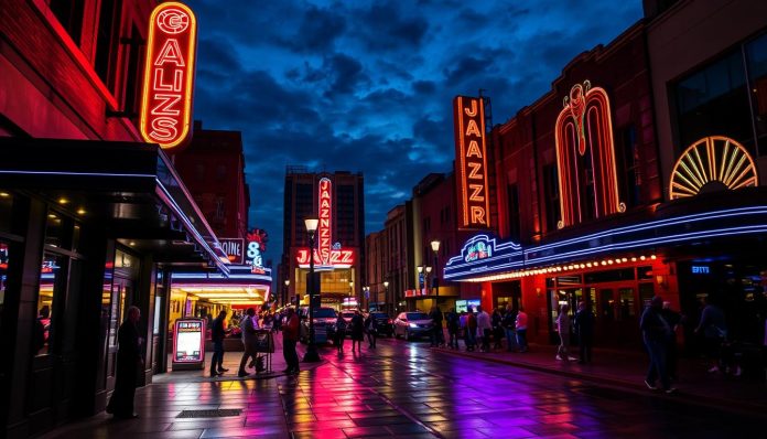 Kansas City Jazz District after dark