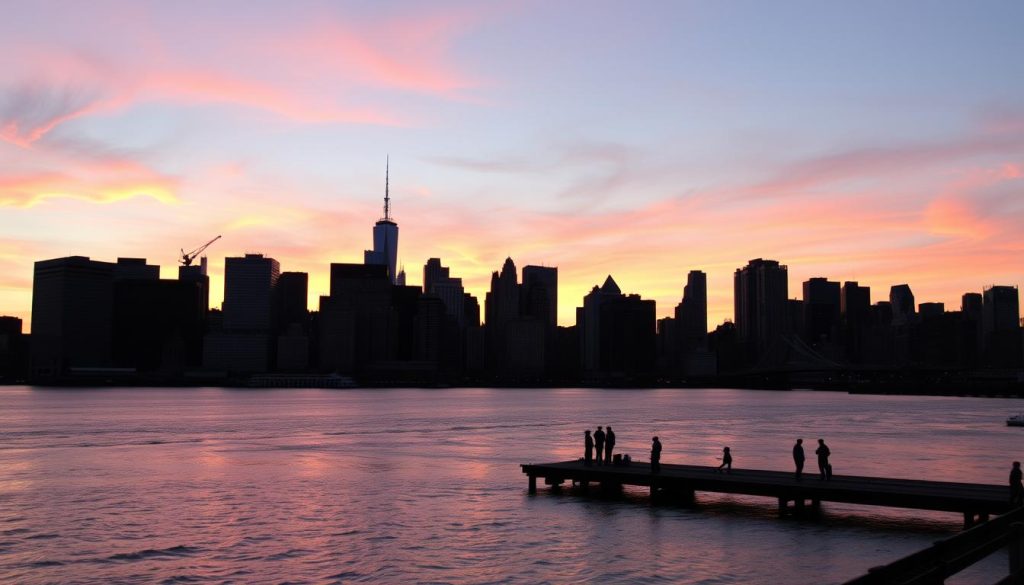 NYC skyline views during sunset NYC skyline views during sunset